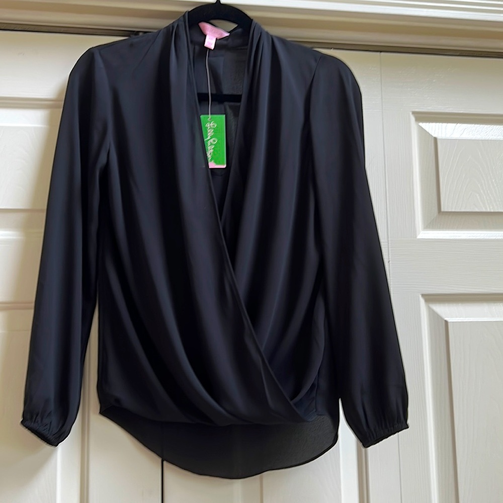 Lilly Pulitzer black blouse with attached camisole